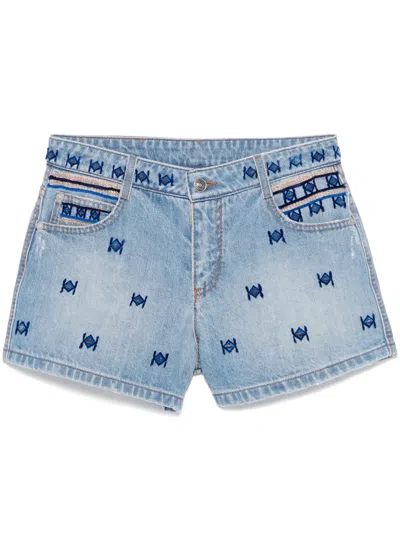 Ermanno Scervino Embroidered Shorts In Blue