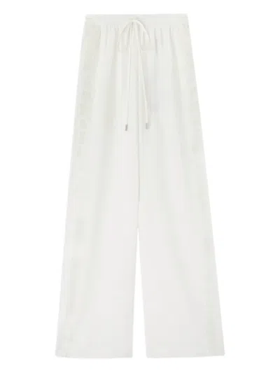 Ermanno Scervino Silk Pajama Trousers Wide Leg Waistband In White