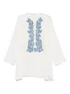 Ermanno Scervino Silk Kaftan With Embroidered Design And Asymmetrical Hem