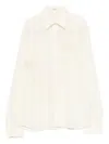 Ermanno Scervino Silk Shirt Embroidered Long Sleeves Sheer Design In Neutral