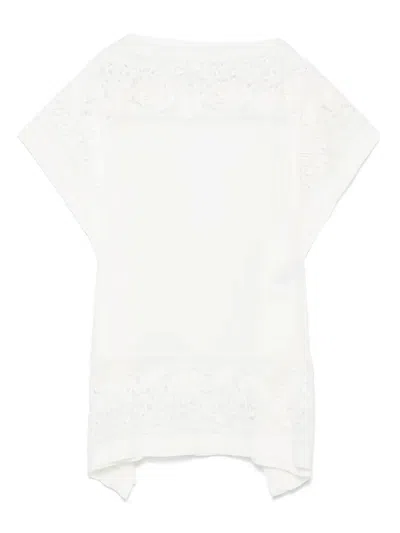 Ermanno Scervino Embroidered Silk Short Dress In White