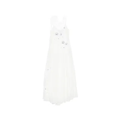 Ermanno Scervino Embroidered Slip Maxi Dress In White