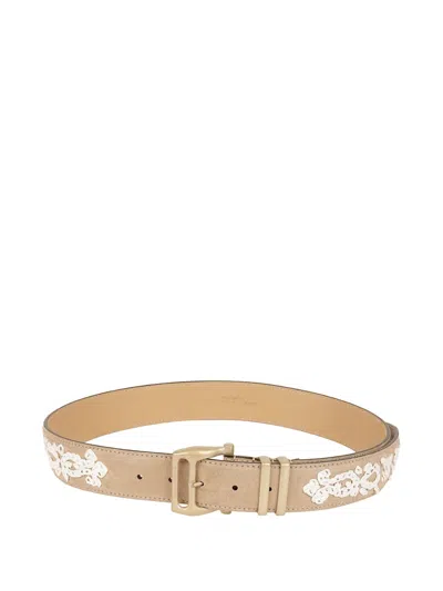 Ermanno Scervino Embroidered Suede Belt In Brown