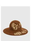 Ermanno Scervino Embroidered Suede Hat In Brown