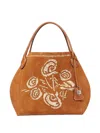 Ermanno Scervino Embroidered Suede Tote Bag In Brown