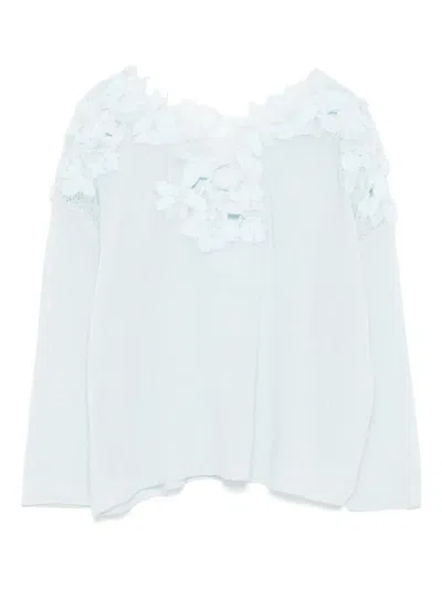 Ermanno Scervino Embroidered Sweater In Light Blue