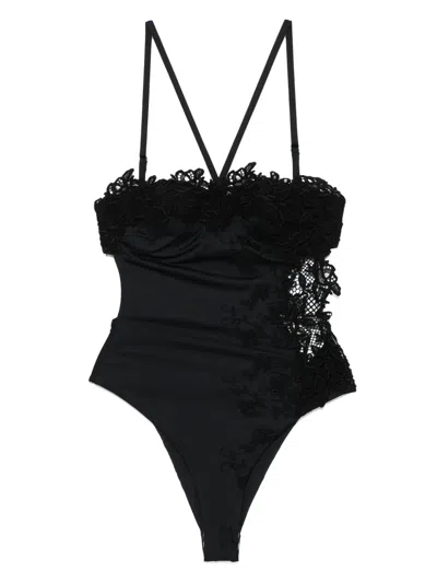 Ermanno Scervino Embroidered Swimsuit In Black