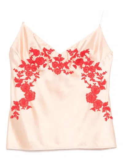 Ermanno Scervino Embroidered Top In Orange