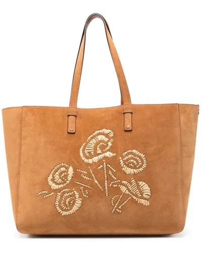 Ermanno Scervino Embroidered Tote Bag In Orange