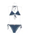 Ermanno Scervino Embroidered Triangle Bikini In Blue