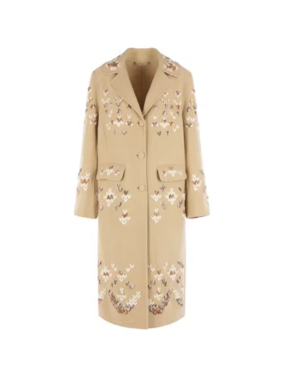 Ermanno Scervino Embroidered Virgin-wool Coat In Multi