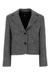 Ermanno Scervino Houndstooth Pattern Wool Blend Blazer In Gray