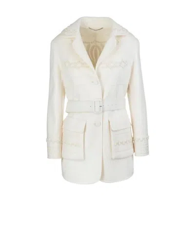 Ermanno Scervino Embroidered Wool Jacket In White