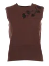 Ermanno Scervino Embroidered Wool Vest With Tailored Fit In Brown