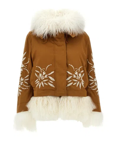 Ermanno Scervino Embroidery Casual Jacket In Brown