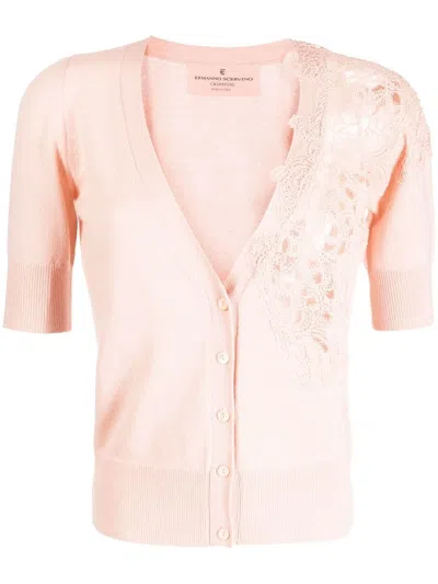 Ermanno Scervino Embroidery-detail Cashmere Cardigan In Pink