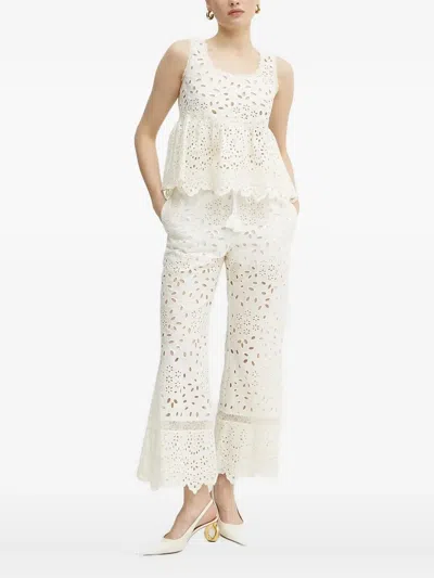 Ermanno Scervino Embroidery-eyelet Lace-trim Top In White
