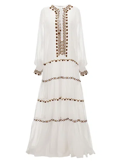 Ermanno Scervino Embroidery Kaftan Dress In White