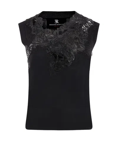 Ermanno Scervino Embroidery Knitted Vest In Black