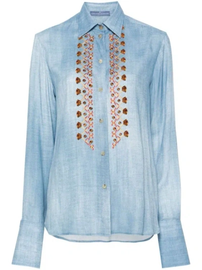 Ermanno Scervino Embroidery Shirt In Blue