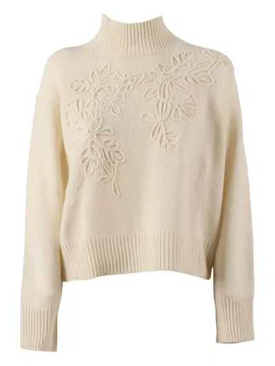 Ermanno Scervino Embroidery Turtleneck Sweater In Gray