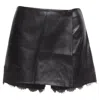 Ermanno Scervino Ermann Scervino Vegan Leather Wrap Skort Lace Trim Shorts In Black
