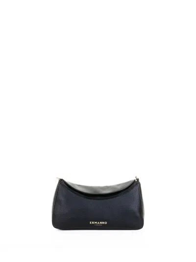 Ermanno Scervino Black Leather Hobo Shoulder Bag