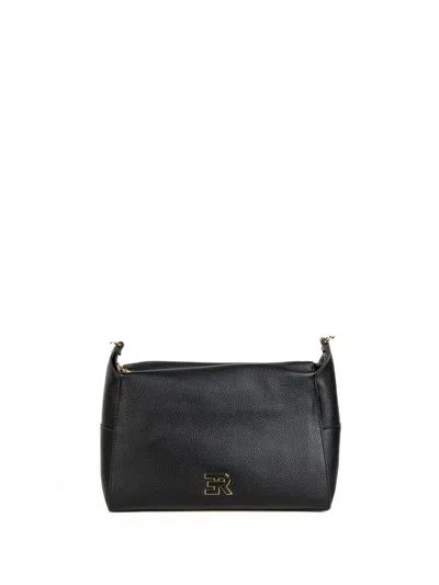 Ermanno Scervino Victoria Black Leather Shoulder Bag