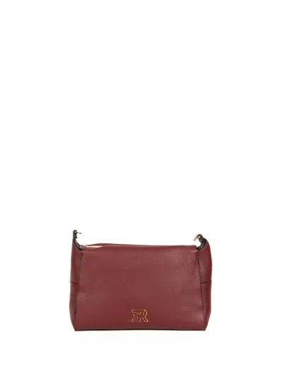 Ermanno Scervino Victoria Shoulder Bag In Burgundy Leather In Red