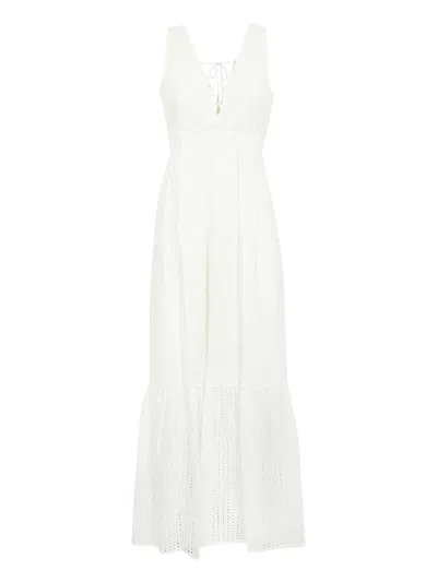 Ermanno Scervino Eyelet-embroidered Tiered Maxi Dress In White