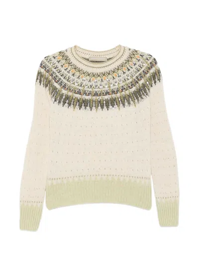 Ermanno Scervino Fair Isle Crystal-embellished Sweater In Neutral