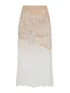 Ermanno Scervino Midi Skirt With Floral Lace Overlay In White