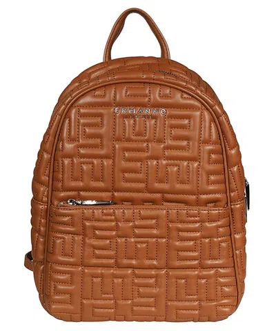Ermanno Scervino Faux Leather Backpack In Brown