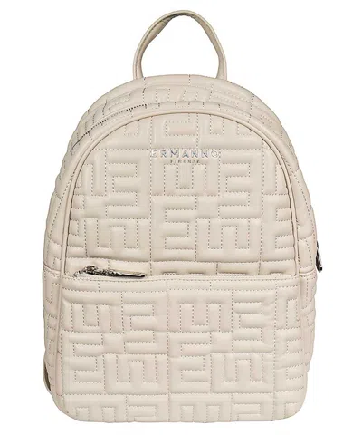 Ermanno Scervino Faux Leather Backpack In White