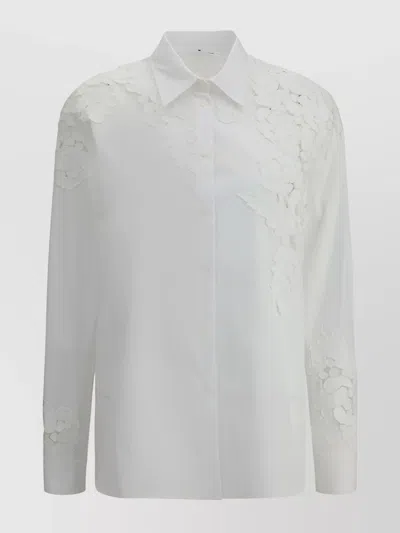 Ermanno Scervino Feminine Floral Embroidered Shirt In White