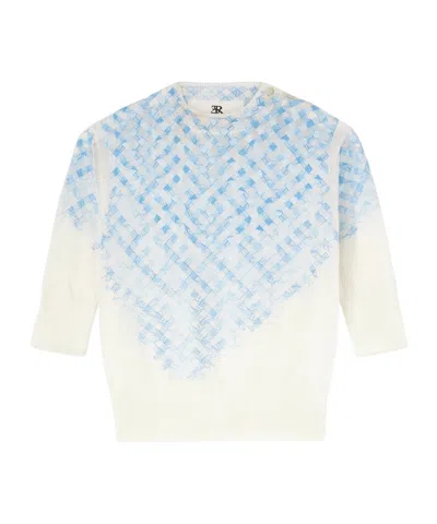 Ermanno Scervino Filo Di Scozia Cotton T-shirt With Faded Micro Vichy Embroidery In Multi