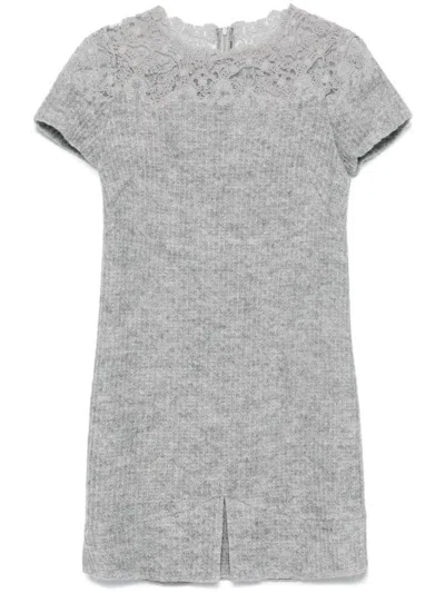 Ermanno Scervino Fine-knit Mini Dress In Grey