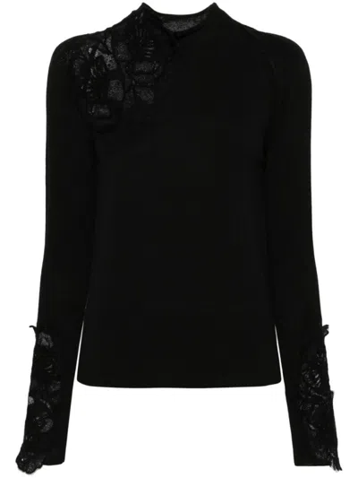 Ermanno Scervino Fitted Black Turtle-neck Sweater