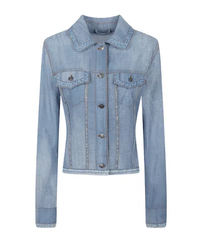 Ermanno Scervino Contrast-stitch Denim Jacket In Black