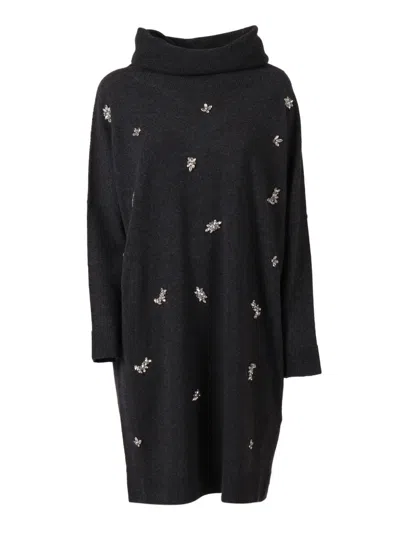 Ermanno Scervino Fitted Knit Midi Dress With Textured Pattern In Multi