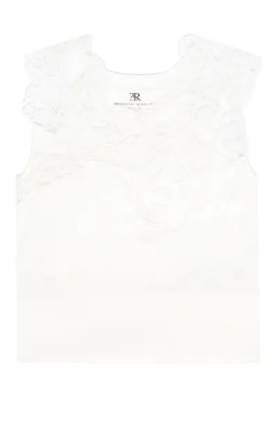 Ermanno Scervino Fitted Lace-detail Top With Delicate Neckline In White