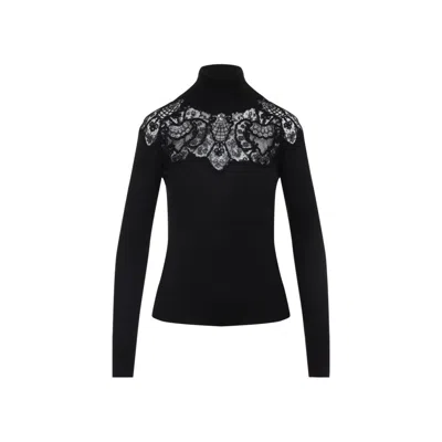 ERMANNO SCERVINO FITTED SWEATER WITH LACE DETAILING