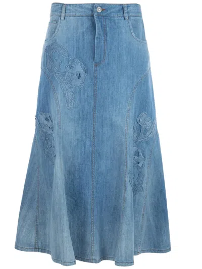 Ermanno Scervino Ausgestellter Jeansrock In Blau
