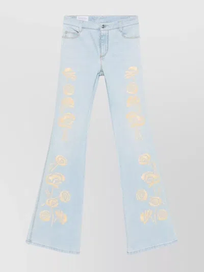 Ermanno Scervino Flared Leg Floral Embroidered Jeans