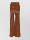 Ermanno Scervino Flared Leg Sheer Crochet Trousers In Brown