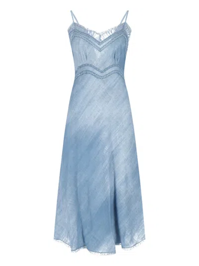 Ermanno Scervino Flared Midi Dress In Light Blue