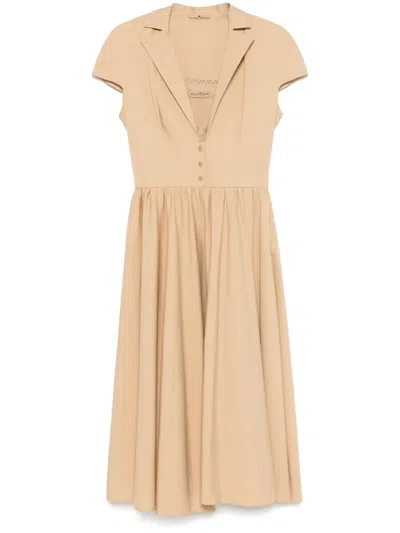 Ermanno Scervino Flared Midi Dress In Neutrals
