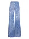 Ermanno Scervino Flora-motif Devorè Palazzo Pants In Blue
