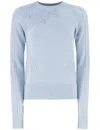 Ermanno Scervino Floral Appliqué Wool Jumper In Blue Fog In Blue