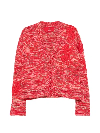 Ermanno Scervino Floral Appliqué Cardigan In Red